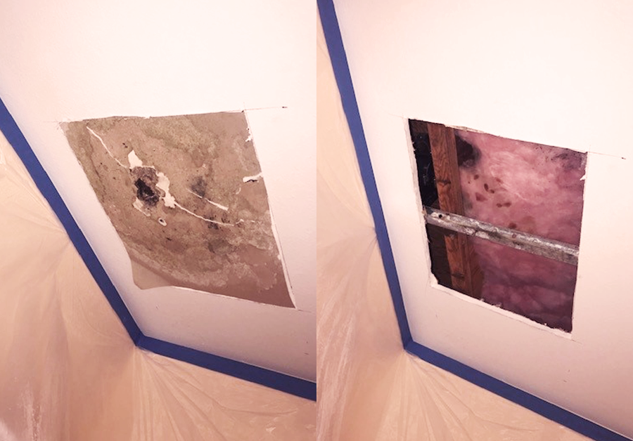 Leak detection by removing drywall