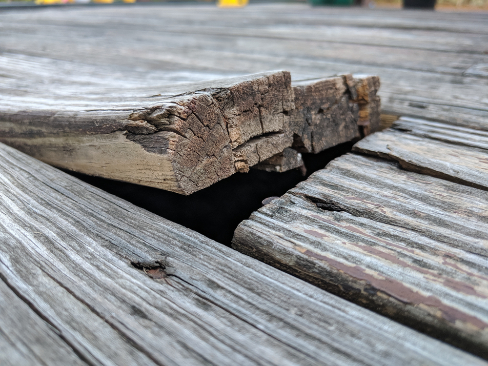 rotten piece of wood on a deck