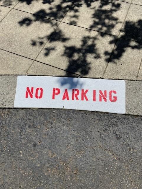 no parking sign on the curb