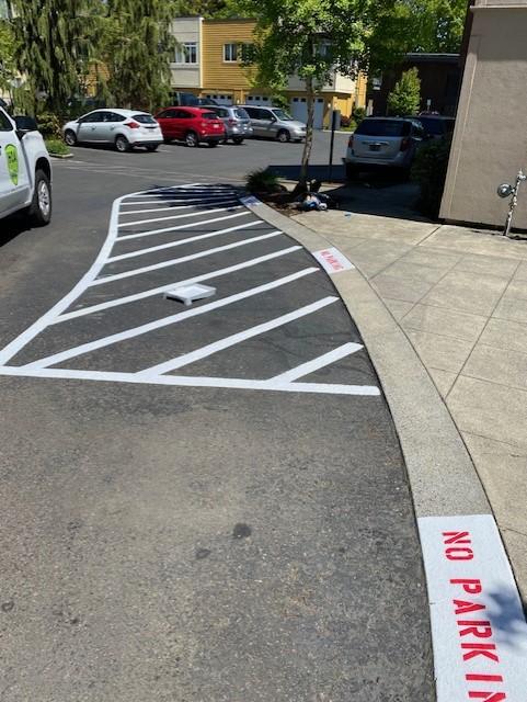 parking floor with a no parking sign