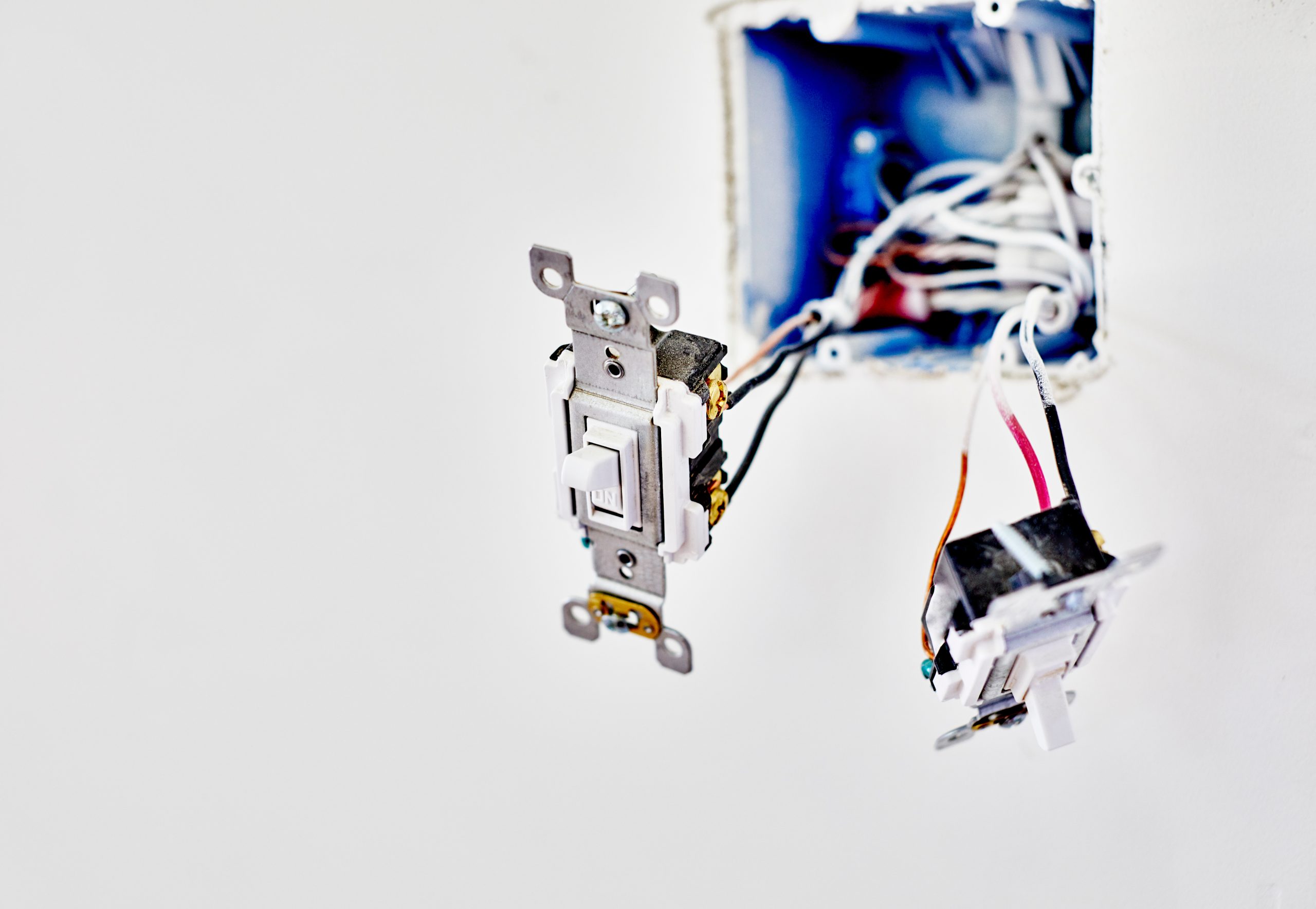 New Light Switches hanging from Wires
